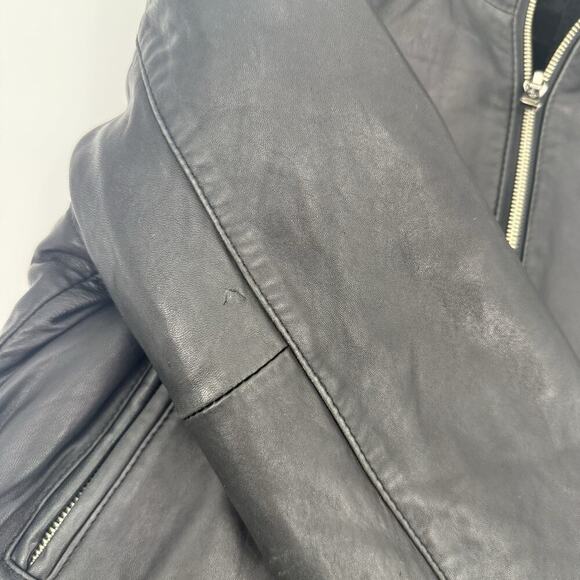 VTG Baby Phat Jacket Womens Large Black Leather Hood Fleece Lined Coat Y2K READ - Picture 16 of 16